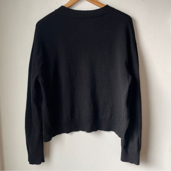 Valentino jacquard logo cashmere &  wool blend black crew neck sweater XS‎ - Picture 11 of 16
